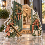 Artwork visualization: Housewarming open house — thank you gift, personalized MIA, subject-shaped acrylic with printed optical 3D depth; not carved relief.