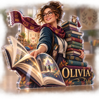 Artwork visualization: School librarian — professional desk identity, personalized OLIVIA, subject-shaped acrylic with printed optical 3D depth; not carved relief.