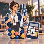 Artwork visualization: Math teacher — team belonging, personalized AVA, subject-shaped acrylic with printed optical 3D depth; not carved relief.