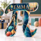 Personalized acrylic plaque with an example name set into the artwork, digital preview