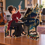 Artwork visualization: Music teacher — everyday professional humor, personalized LUNA, subject-shaped acrylic with printed optical 3D depth; not carved relief.