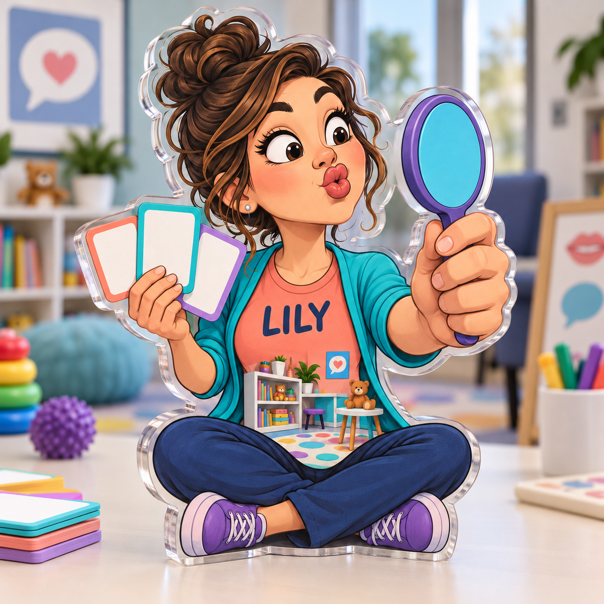 Personalized Speech Therapist — Everyday Professional Humor acrylic plaque with an example name set into the artwork, digital preview