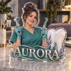 Artwork visualization: Dental hygienist — home studio decoration, personalized AURORA, subject-shaped acrylic with printed optical 3D depth; not carved relief.