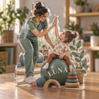 Artwork visualization: Occupational therapist — home studio decoration, personalized LUNA, subject-shaped acrylic with printed optical 3D depth; not carved relief.