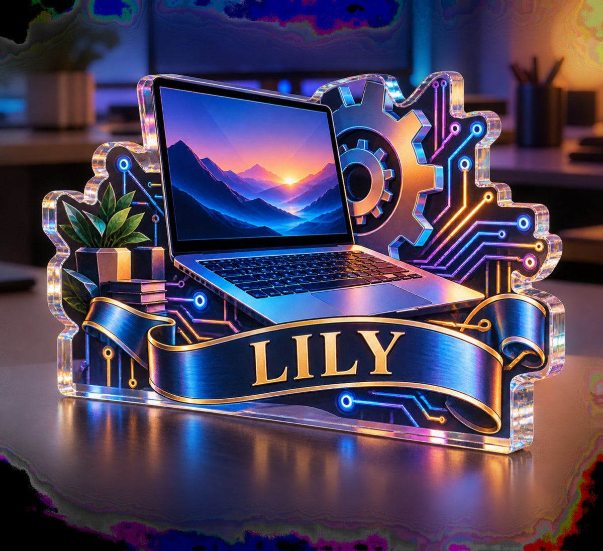 Personalized Software Developer Appreciation Gift custom shape acrylic plaque with an example name set into the artwork, digital preview