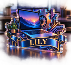 Artwork visualization: Software developer — appreciation gift, personalized LILY, subject-shaped acrylic with printed optical 3D depth; not carved relief.