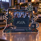 Artwork visualization: Software developer — team belonging, personalized AVA, subject-shaped acrylic with printed optical 3D depth; not carved relief.