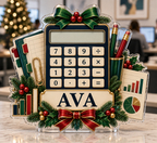 Artwork visualization: Accountant — team belonging, personalized AVA, subject-shaped acrylic with printed optical 3D depth; not carved relief.