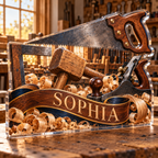 Artwork visualization: Carpenter — appreciation gift, personalized SOPHIA, subject-shaped acrylic with printed optical 3D depth; not carved relief.