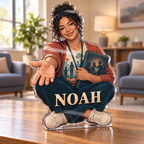 Artwork visualization: Social worker — professional desk identity, personalized NOAH, subject-shaped acrylic with printed optical 3D depth; not carved relief.