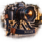 Artwork visualization: Photography — creative desk setup, personalized NOAH, subject-shaped acrylic with printed optical 3D depth; not carved relief.