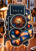 Personalized Film Photography — Hobby Room Centerpiece acrylic plaque with an example name set into the artwork, digital preview