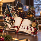 Artwork visualization: Journaling — mentor appreciation, personalized ALEX, subject-shaped acrylic with printed optical 3D depth; not carved relief.