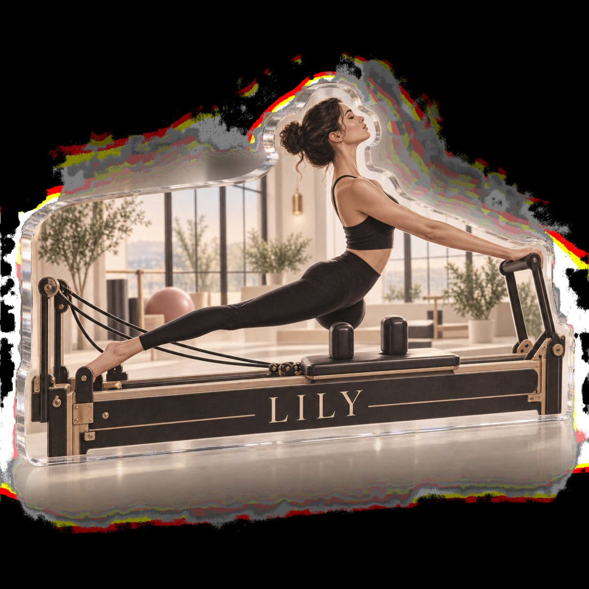 Personalized Pilates Studio Everyday Sport Identity custom shape acrylic plaque with an example name set into the artwork, digital preview