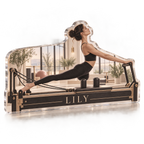 Artwork visualization: Pilates studio — everyday sport identity, personalized LILY, subject-shaped acrylic with printed optical 3D depth; not carved relief.