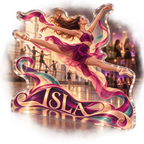 Artwork visualization: Dance practice — club social gathering, personalized ISLA, subject-shaped acrylic with printed optical 3D depth; not carved relief.