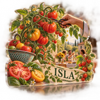 Artwork visualization: Tomato garden kitchen — host thank you gift, personalized ISLA, subject-shaped acrylic with printed optical 3D depth; not carved relief.