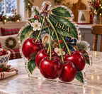 Artwork visualization: Cherry kitchen — breakfast nook decoration, personalized ISLA, subject-shaped acrylic with printed optical 3D depth; not carved relief.