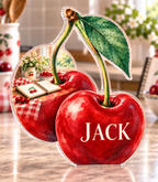 Personalized Cherry Kitchen — Recipe Note Collection acrylic plaque with an example name set into the artwork, digital preview