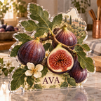 Artwork visualization: Fig harvest — food hobby birthday, personalized AVA, subject-shaped acrylic with printed optical 3D depth; not carved relief.