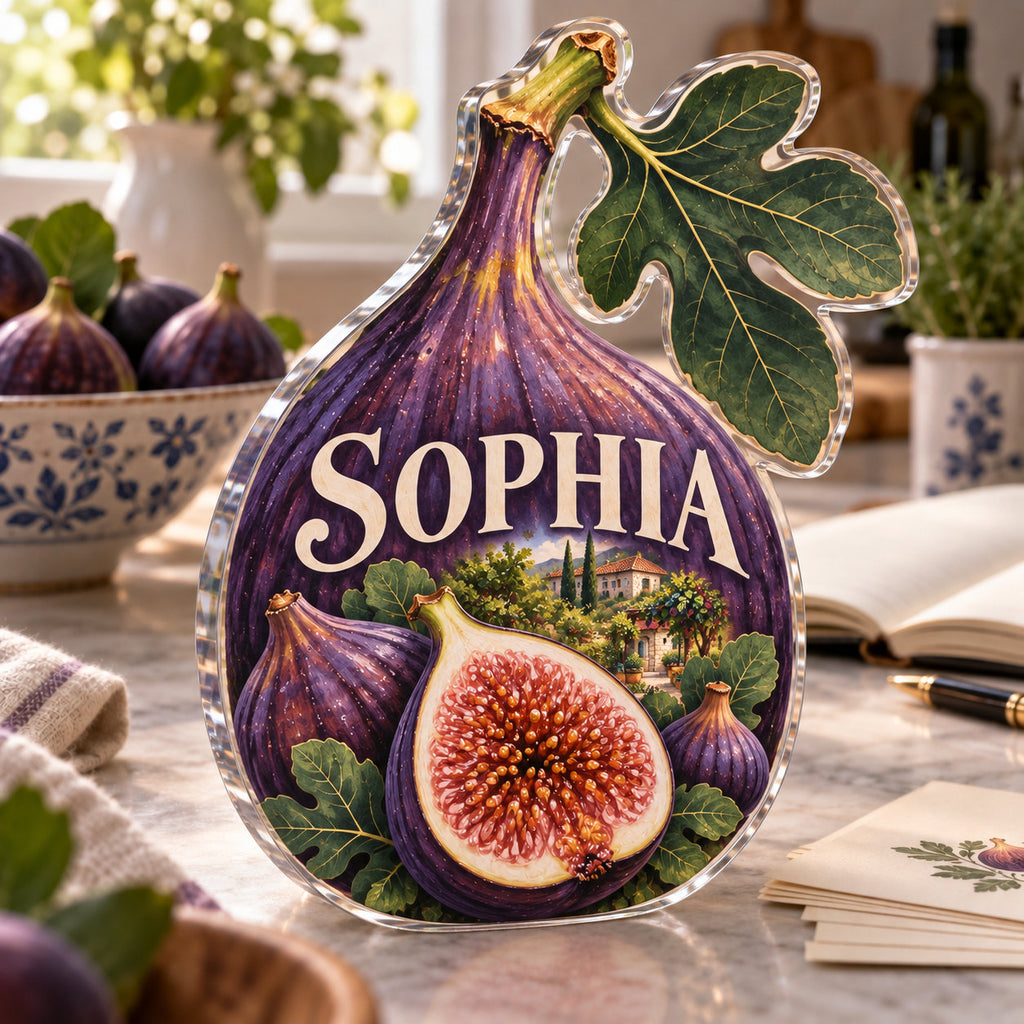 Personalized acrylic plaque with an example name set into the artwork, digital preview