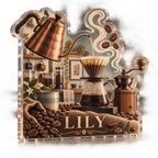 Artwork visualization: Coffee brewing tools — kitchen wall collection, personalized LILY, subject-shaped acrylic with printed optical 3D depth; not carved relief.