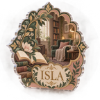 Artwork visualization: Scalloped medallion — reading nook decor, personalized ISLA, subject-shaped acrylic with printed optical 3D depth; not carved relief.