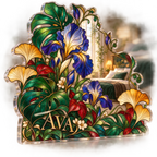 Artwork visualization: Botanical stained glass effect — bedroom statement decor, personalized AVA, subject-shaped acrylic with printed optical 3D depth; not carved relief.