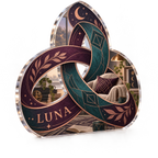Artwork visualization: Geometric knot loops — reading nook decor, personalized LUNA, subject-shaped acrylic with printed optical 3D depth; not carved relief.