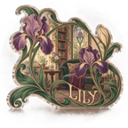 Artwork visualization: Art nouveau vines — reading nook decor, personalized LILY, subject-shaped acrylic with printed optical 3D depth; not carved relief.