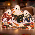 Personalized Ghost Reading Club Reading Nook Seasonal Refresh custom shape acrylic plaque with an example name set into the artwork, digital preview
