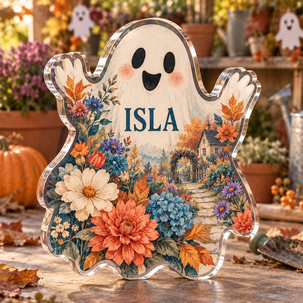 Personalized acrylic plaque with an example name set into the artwork, digital preview
