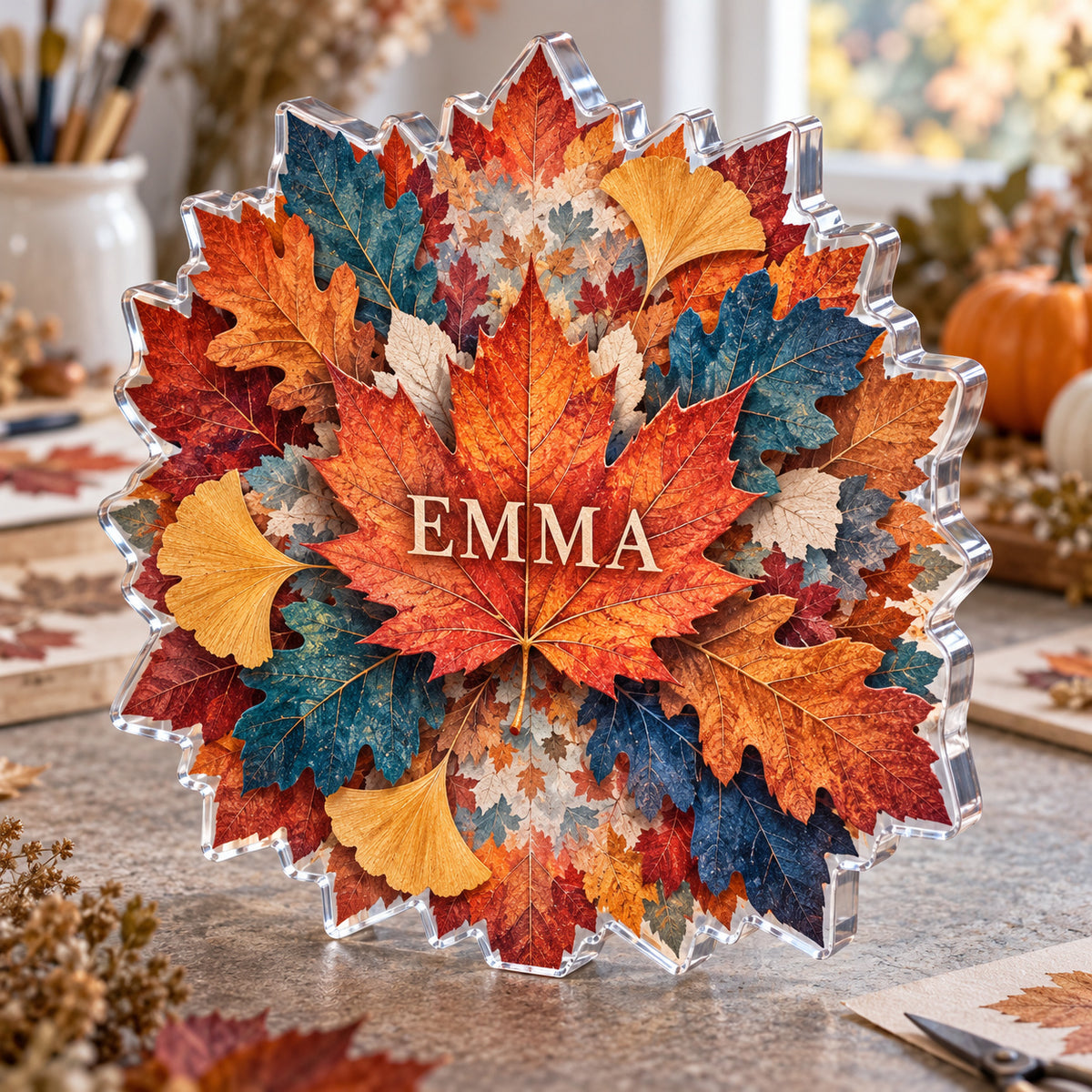 Personalized acrylic plaque with an example name set into the artwork, digital preview