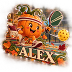 Artwork visualization: Pumpkin pickleball — reading nook seasonal refresh, personalized ALEX, subject-shaped acrylic with printed optical 3D depth; not carved relief.