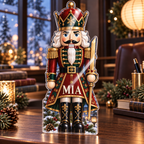Artwork visualization: Nutcracker illustration — office winter desk, personalized MIA, subject-shaped acrylic with printed optical 3D depth; not carved relief.