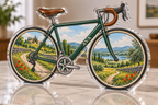 Artwork visualization: Countryside bicycle route — personalized travel gift, personalized AVA, subject-shaped acrylic with printed optical 3D depth; not carved relief.