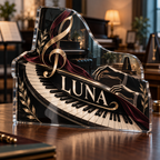 Artwork visualization: Piano keys — mentor appreciation, personalized LUNA, subject-shaped acrylic with printed optical 3D depth; not carved relief.
