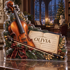 Artwork visualization: Classical music study — mentor appreciation, personalized OLIVIA, subject-shaped acrylic with printed optical 3D depth; not carved relief.