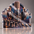 Artwork visualization: Home recording studio — beginner encouragement, personalized OLIVIA, subject-shaped acrylic with printed optical 3D depth; not carved relief.