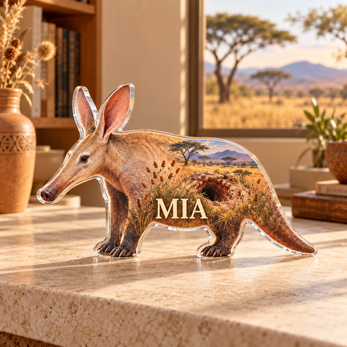 Personalized custom shape acrylic plaque with an example name, 0.59 inch thick