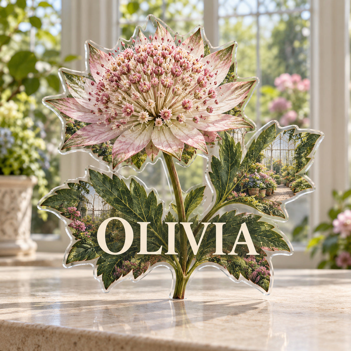 Personalized custom shape acrylic plaque with an example name, 0.59 inch thick
