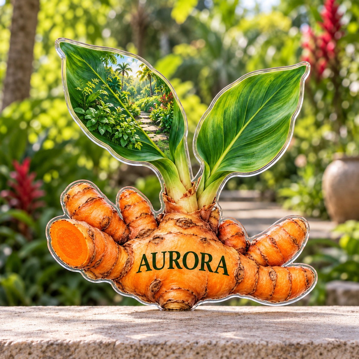 Personalized custom shape acrylic plaque with an example name, 0.59 inch thick