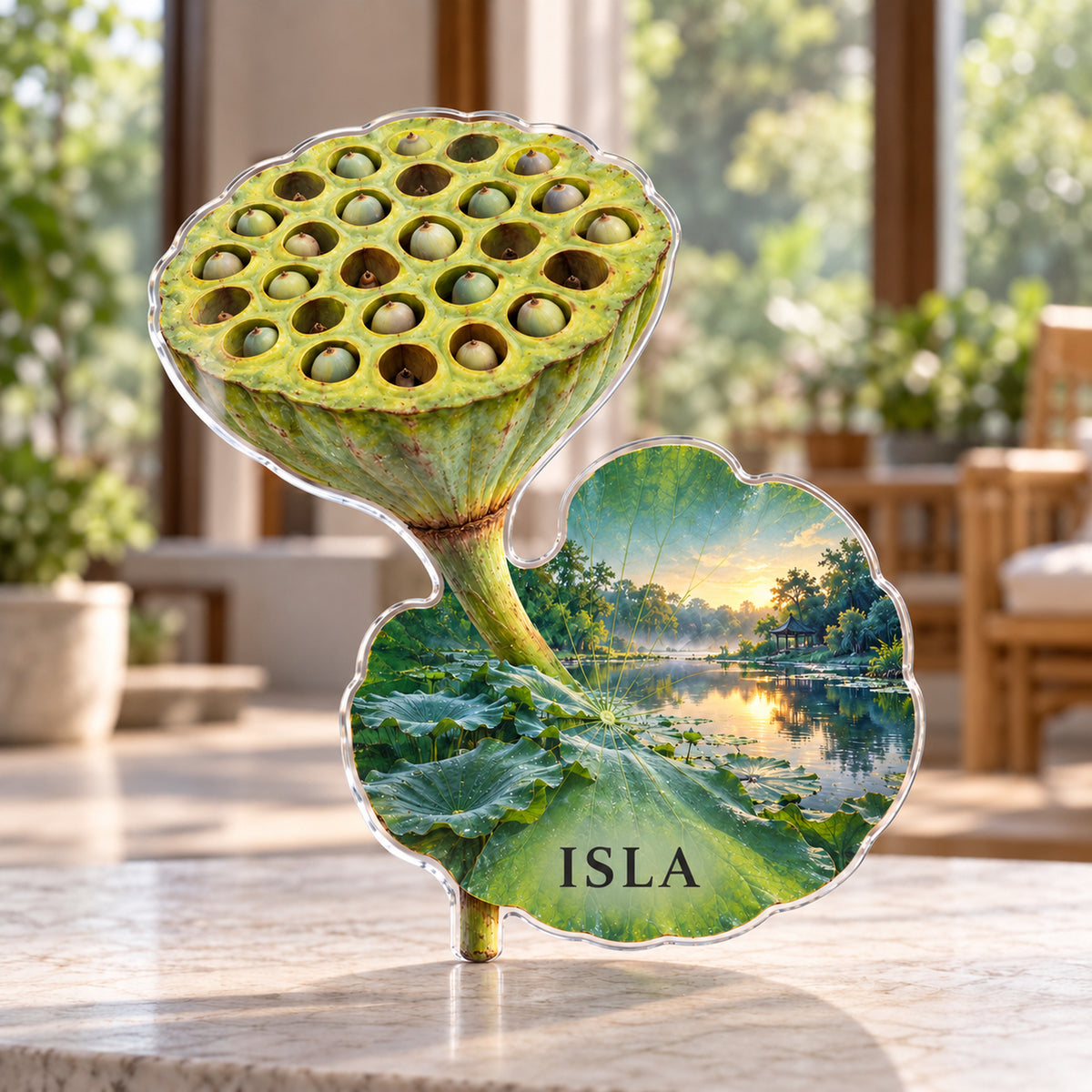 Personalized custom shape acrylic plaque with an example name, 0.59 inch thick