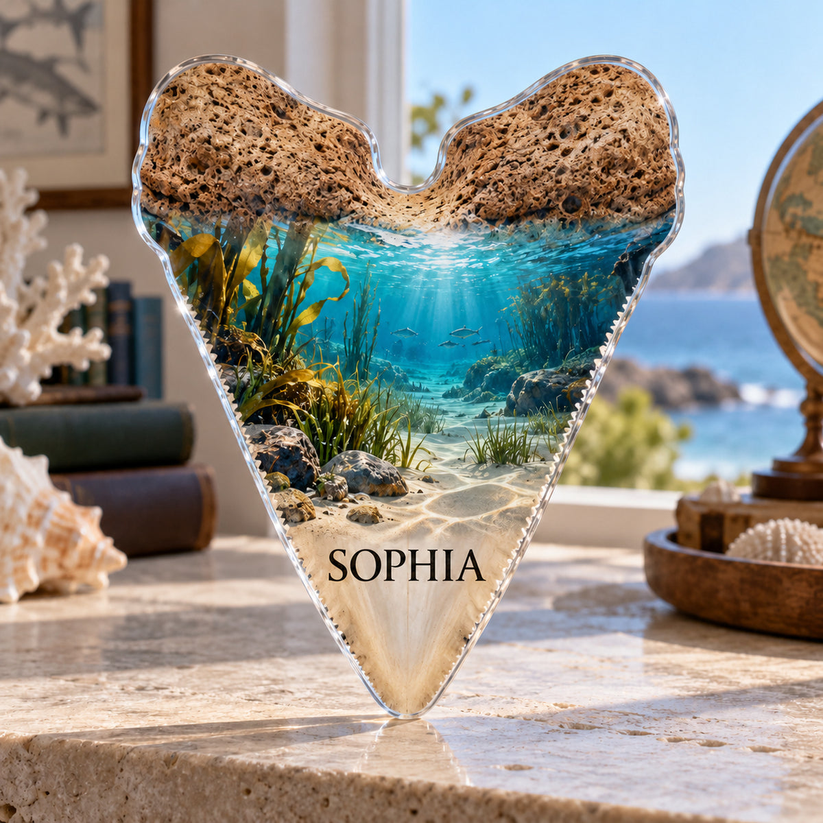 Personalized custom shape acrylic plaque with an example name, 0.59 inch thick