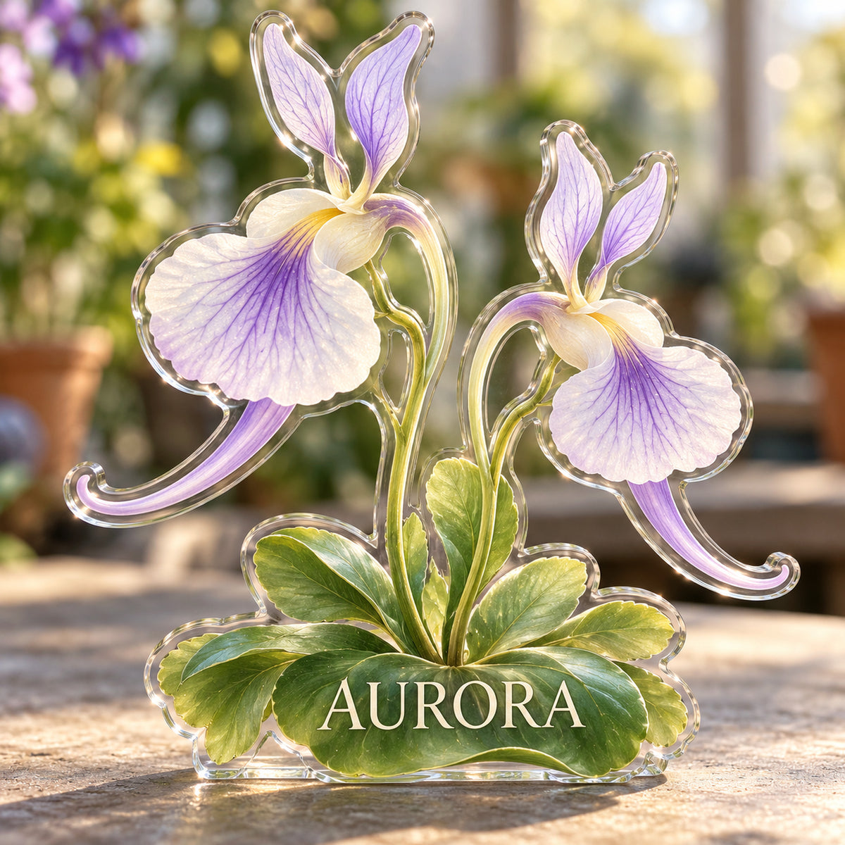 Personalized custom shape acrylic plaque with an example name, 0.59 inch thick