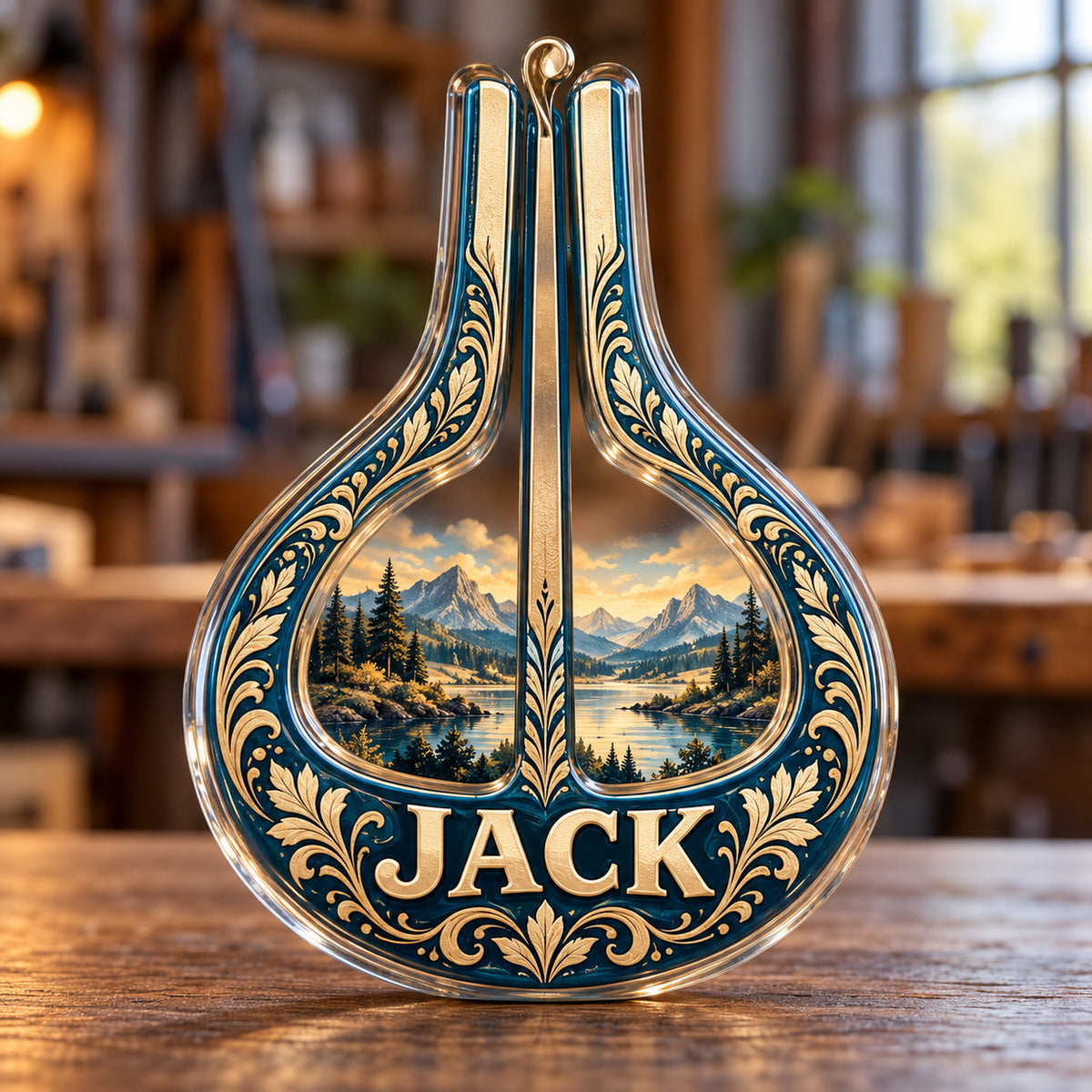 Personalized custom shape acrylic plaque with an example name, 0.59 inch thick