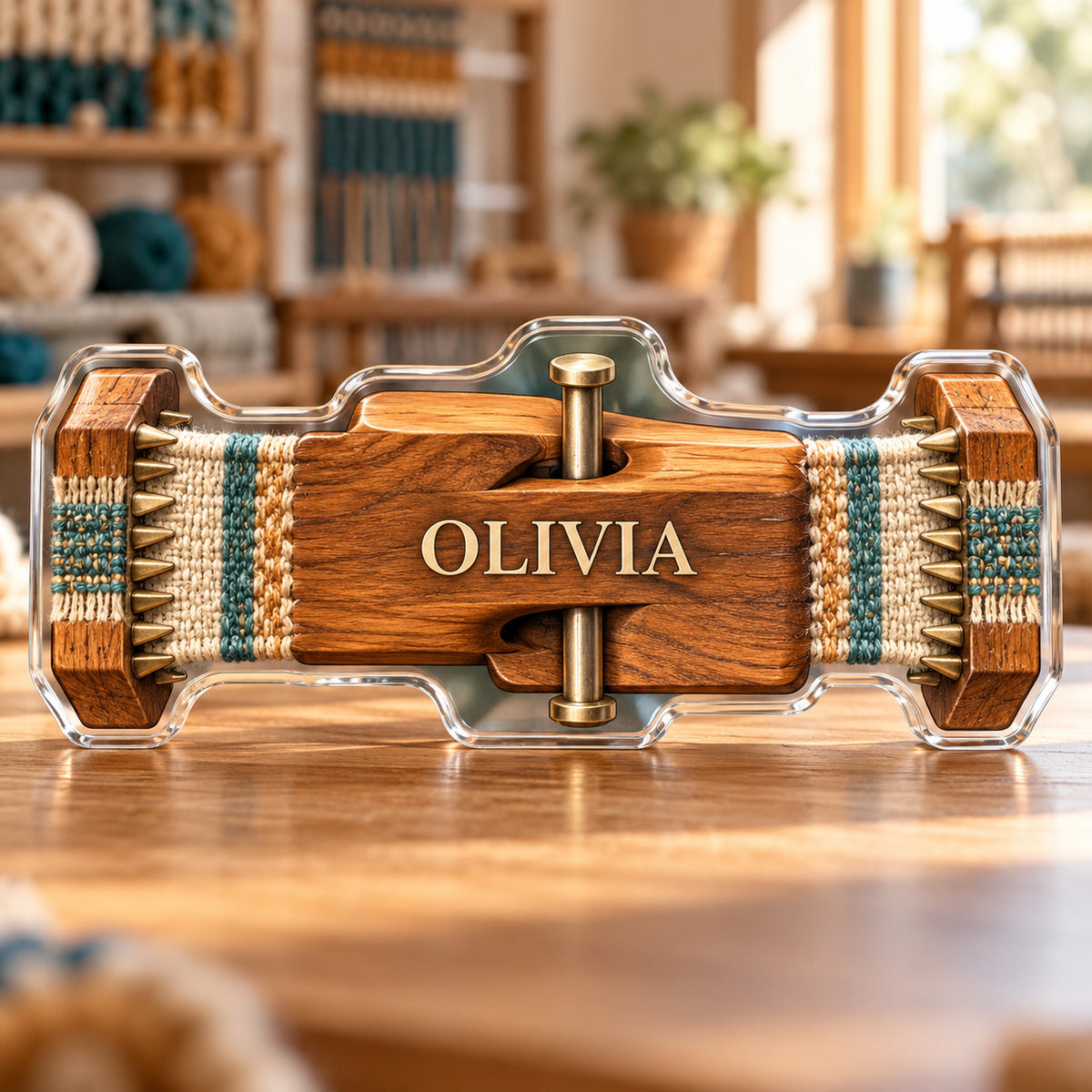 Personalized custom shape acrylic plaque with an example name, 0.59 inch thick