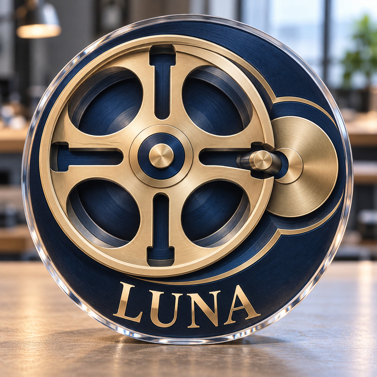 Personalized custom shape acrylic plaque with an example name, 0.59 inch thick