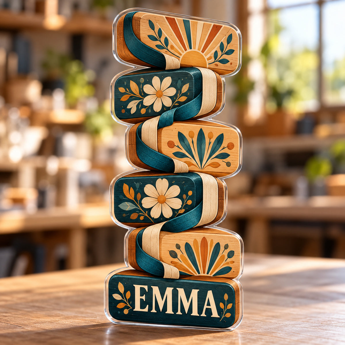 Personalized custom shape acrylic plaque with an example name, 0.59 inch thick