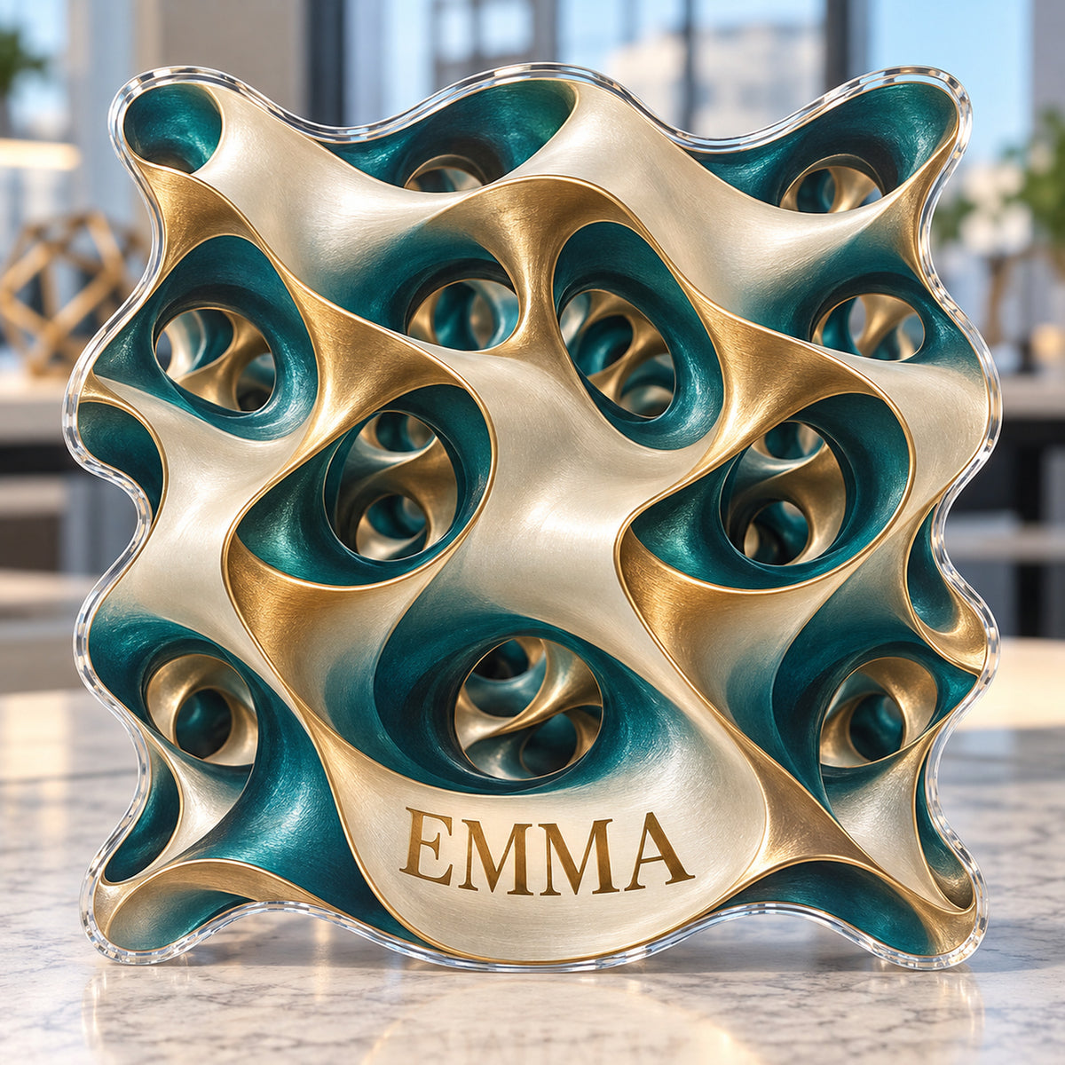 Personalized custom shape acrylic plaque with an example name, 0.59 inch thick
